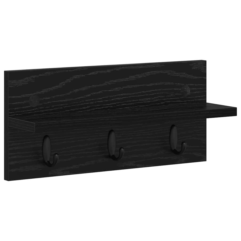 Porte-manteau mural avec étagère Chêne noir 40 x 10.5 x 18 cm