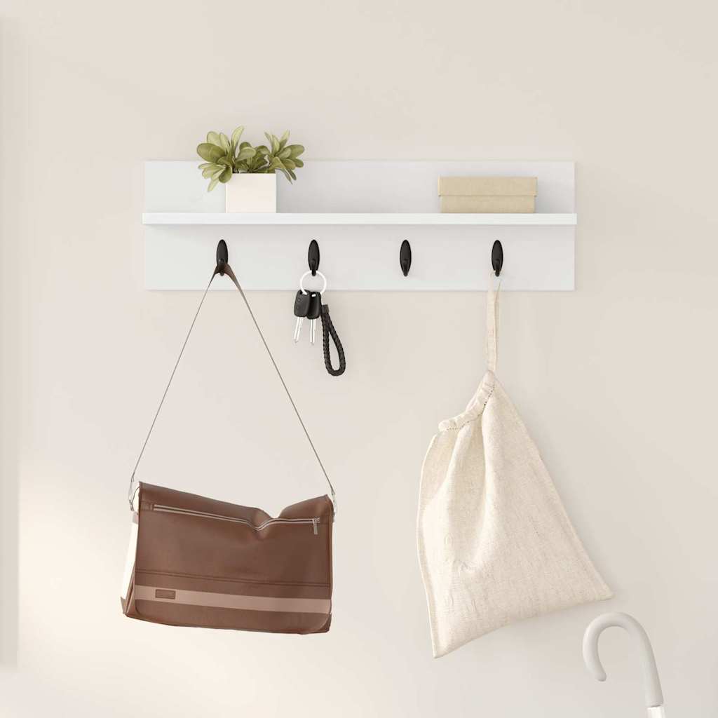 Porte-manteau mural Blanc 60 x 10.5 x 18 cm Bois d'ingénierie
