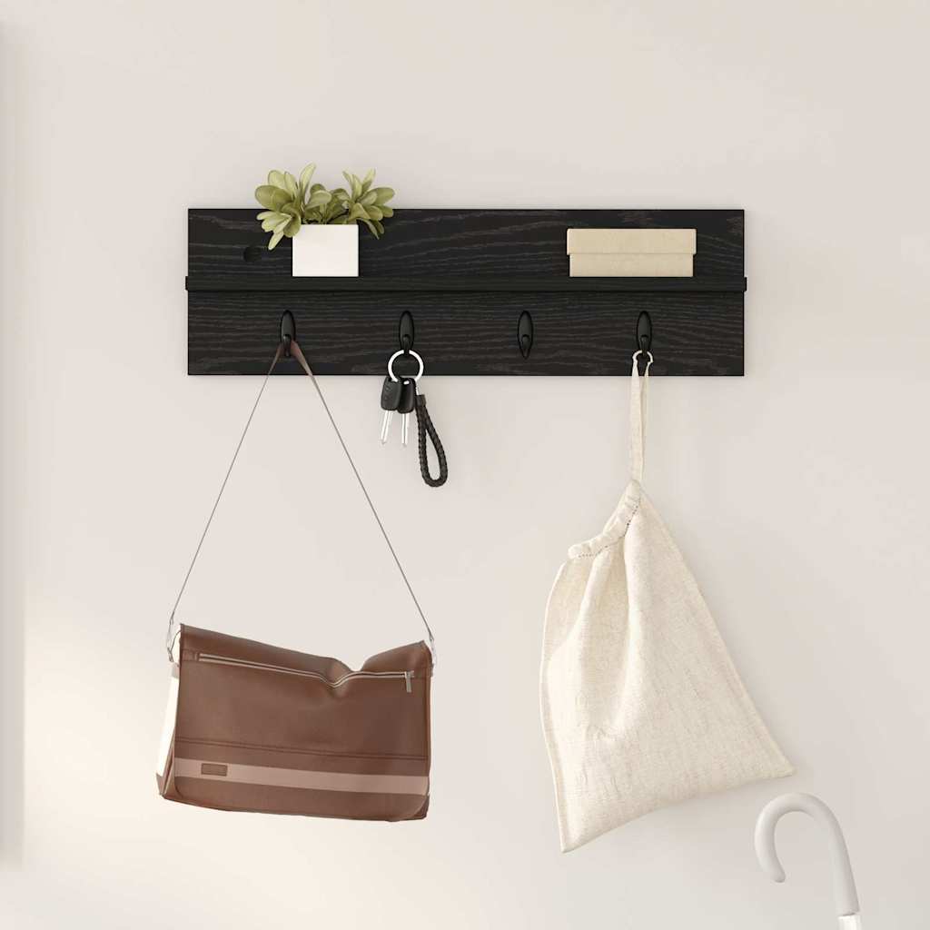 Porte-manteau mural avec étagère Chêne noir 60 x 10.5 x 18 cm - XIOS