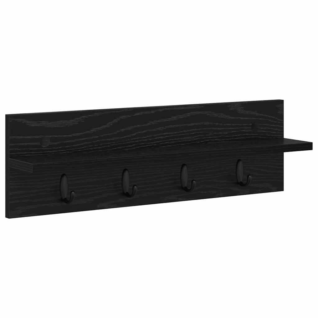 Porte-manteau mural avec étagère Chêne noir 60 x 10.5 x 18 cm - XIOS