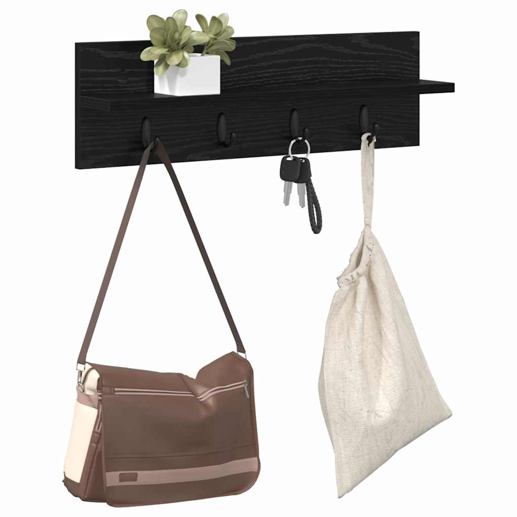 Porte-manteau mural avec étagère Chêne noir 60 x 10.5 x 18 cm - XIOS