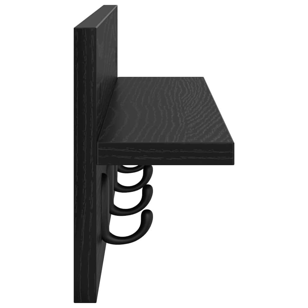 Porte-manteau mural avec étagère Chêne noir 60 x 10.5 x 18 cm - XIOS