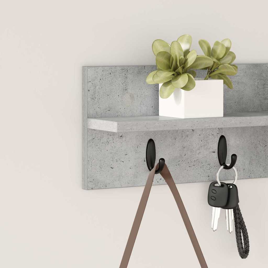 Porte-manteau mural avec étagère Gris béton 60 x 10.5 x 18 cm