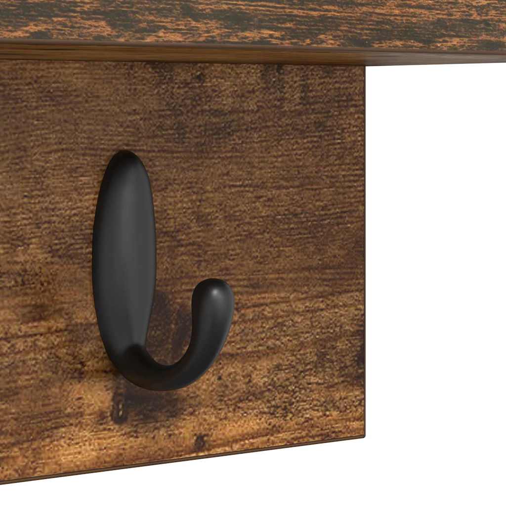 Porte-manteau mural avec étagère Chêne fumé 60 x 10.5 x 18 cm - XIOS