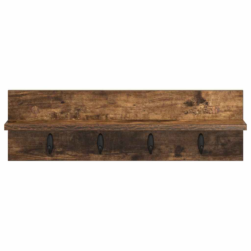 Porte-manteau mural avec étagère Chêne fumé 60 x 10.5 x 18 cm - XIOS