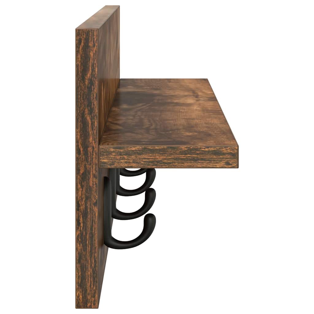 Porte-manteau mural avec étagère Chêne fumé 60 x 10.5 x 18 cm - XIOS
