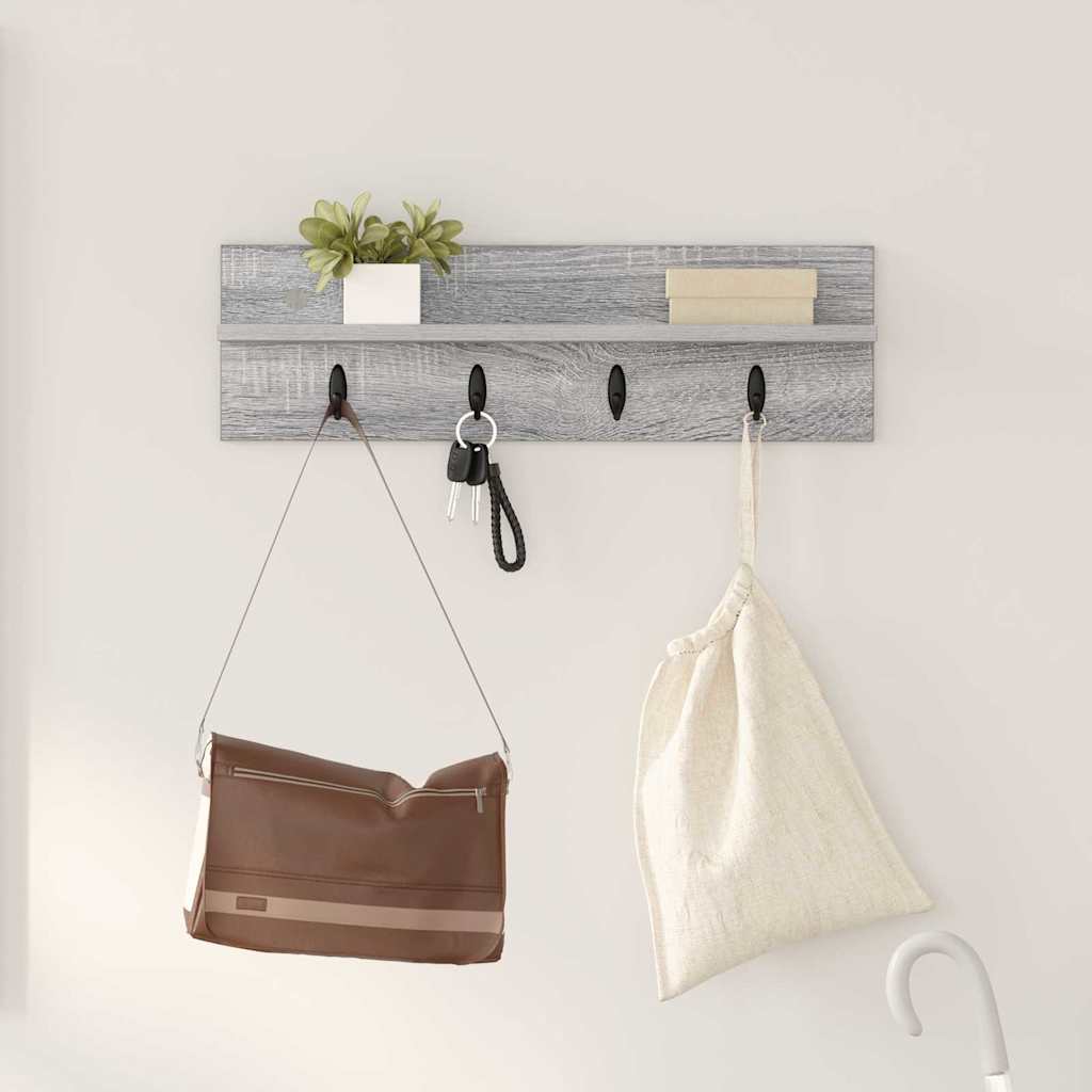 Porte-manteau mural avec étagère Sonoma gris 60 x 10.5 x 18 cm - XIOS