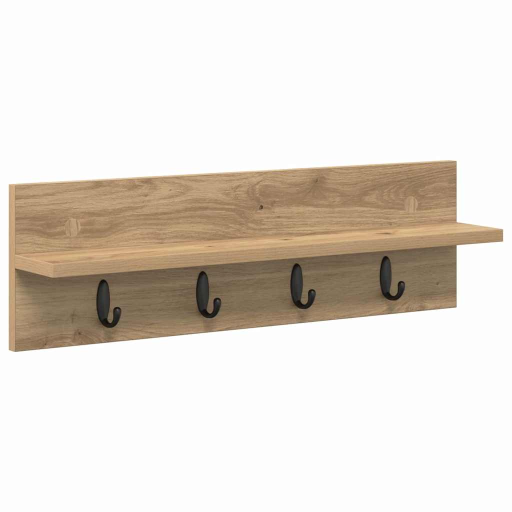 Porte-manteau mural chêne artisanal 60 x 10.5 x 18 cm - XIOS