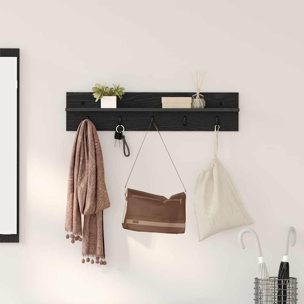 Porte-manteau mural avec étagère Chêne noir 80 x 10.5 x 18 cm - XIOS