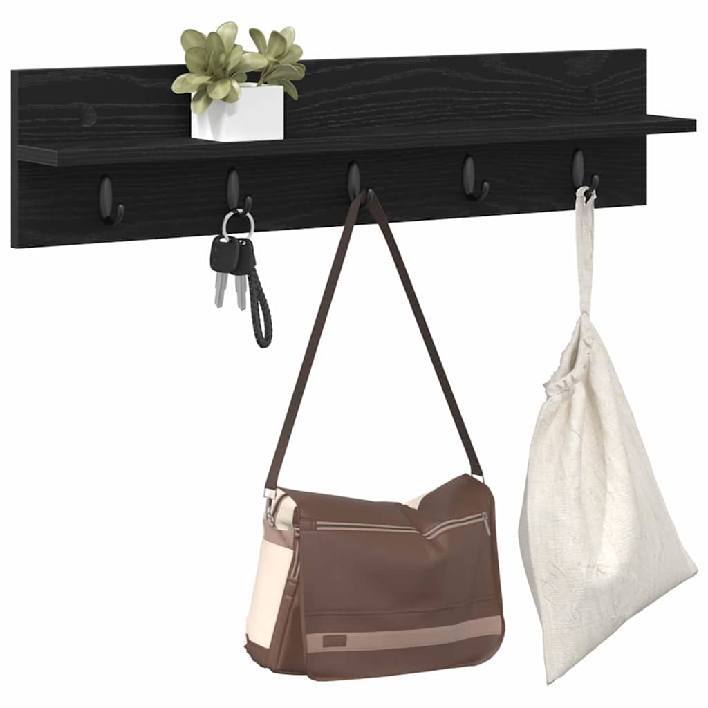 Porte-manteau mural avec étagère Chêne noir 80 x 10.5 x 18 cm - XIOS