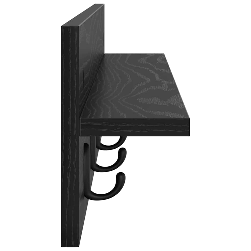 Porte-manteau mural avec étagère Chêne noir 80 x 10.5 x 18 cm - XIOS