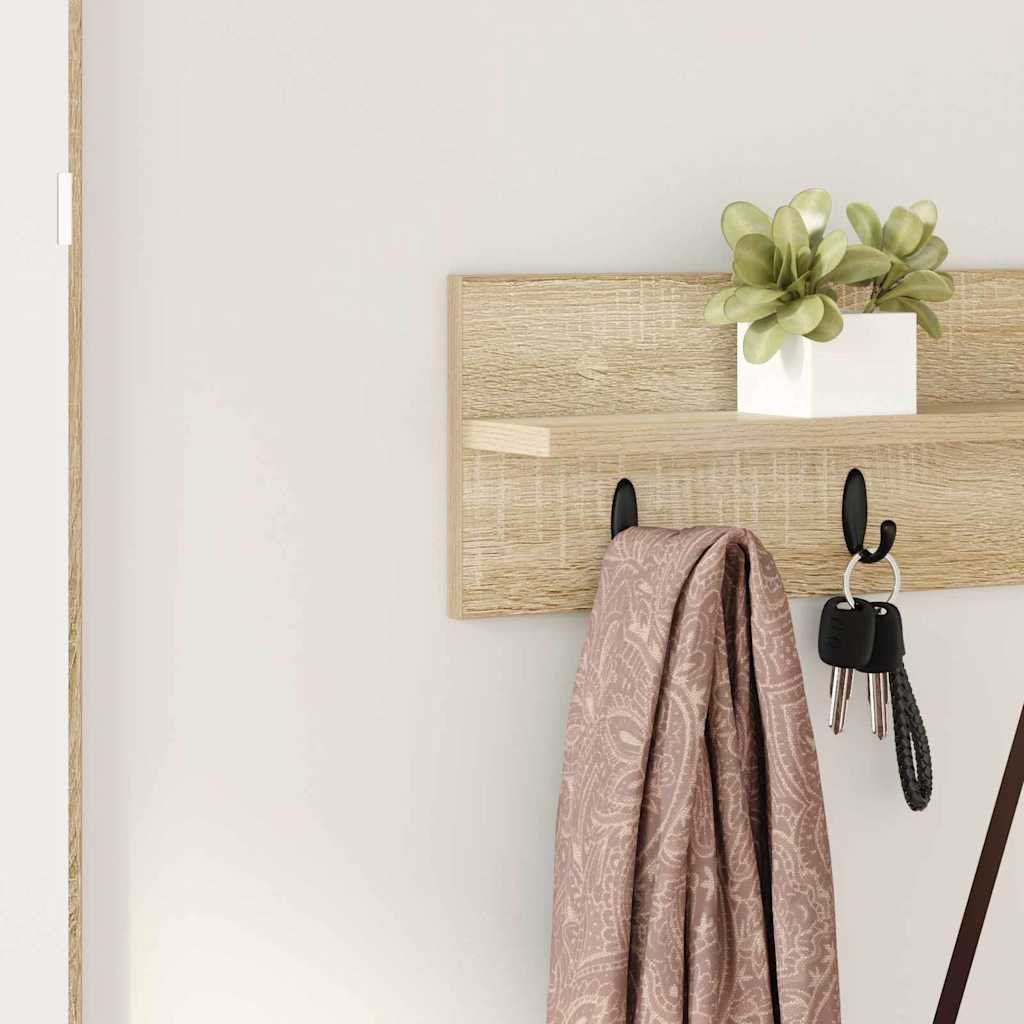 Porte-manteau mural avec étagère Chêne sonoma 80 x 10.5 x 18 cm - XIOS