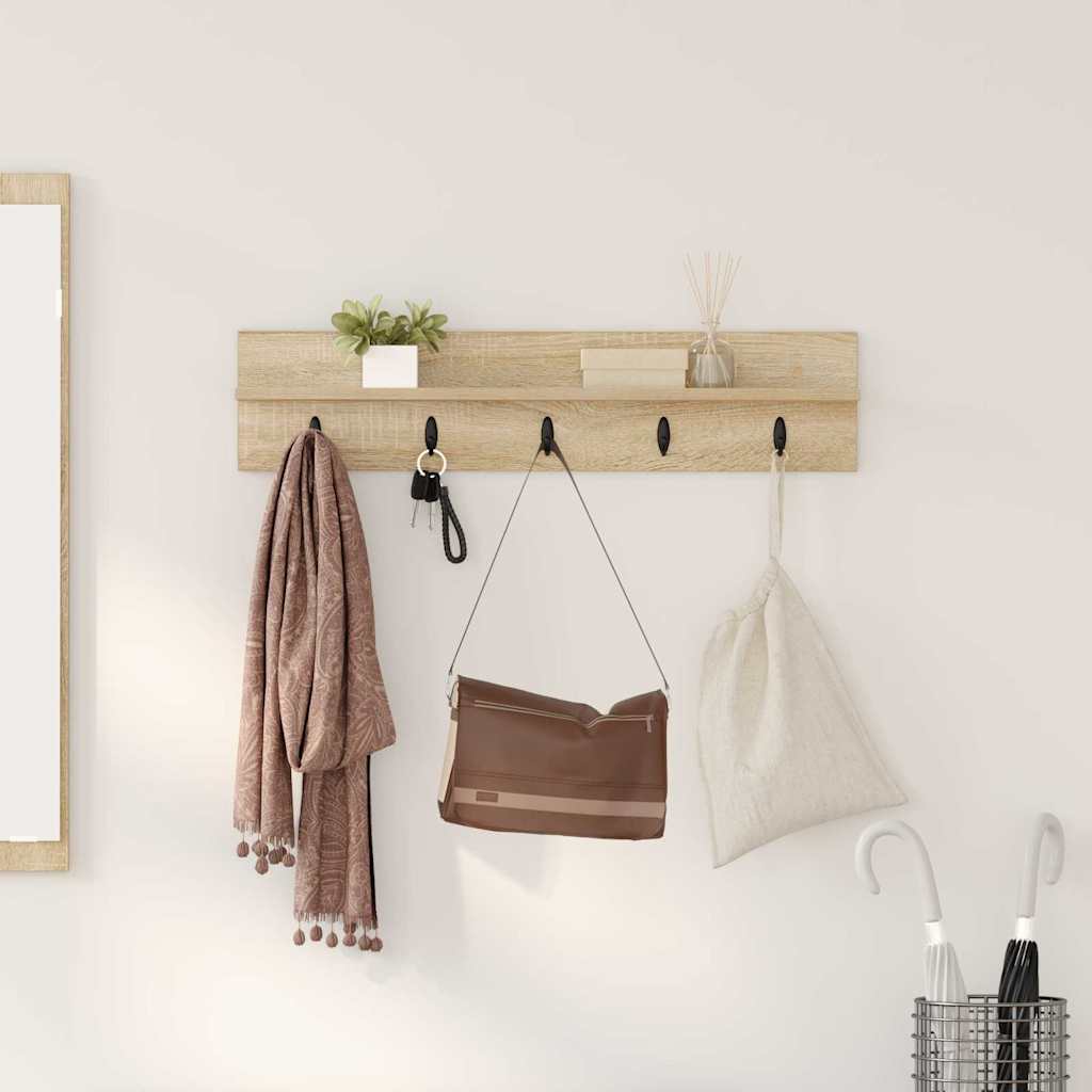 Porte-manteau mural avec étagère Chêne sonoma 80 x 10.5 x 18 cm - XIOS