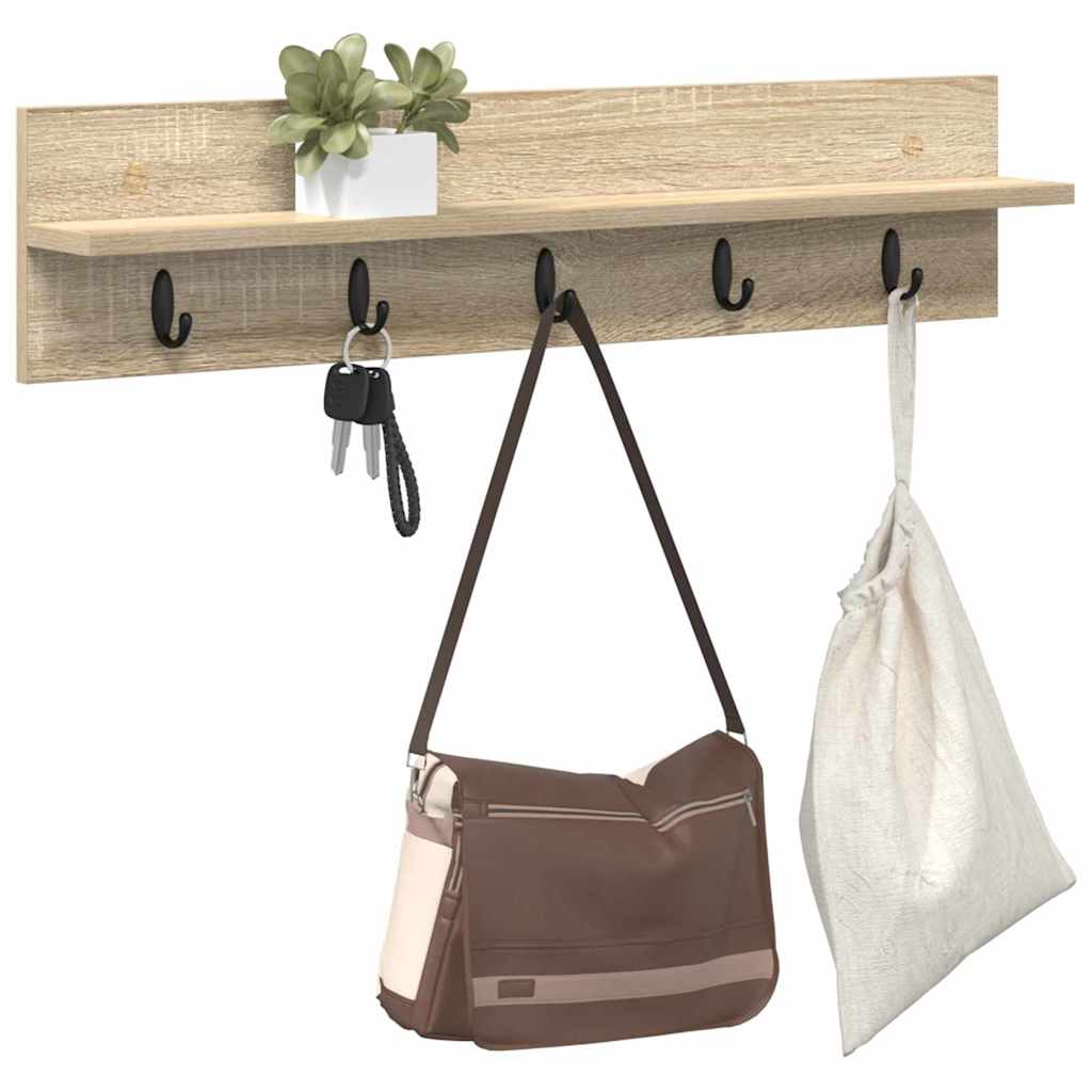 Porte-manteau mural avec étagère Chêne sonoma 80 x 10.5 x 18 cm - XIOS