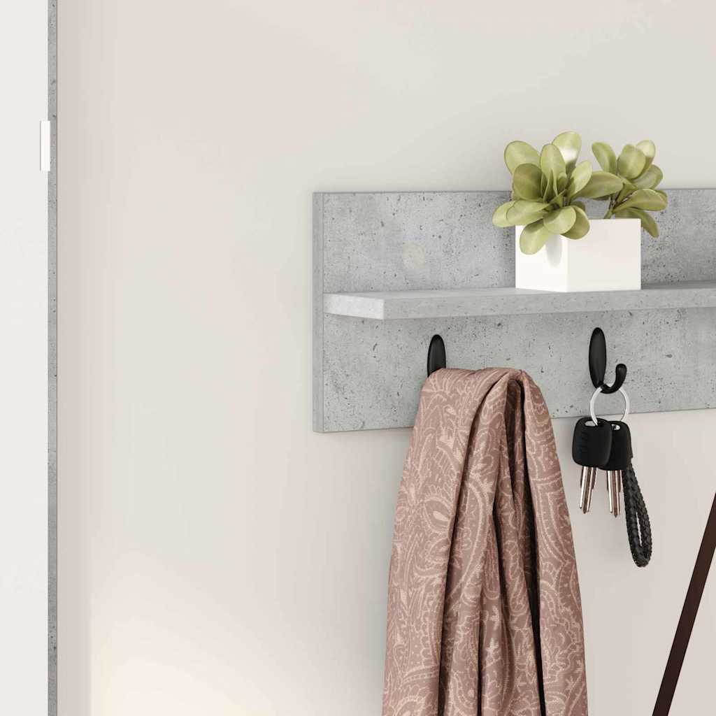 Porte-manteau mural avec étagère Gris béton 80 x 10.5 x 18 cm - XIOS