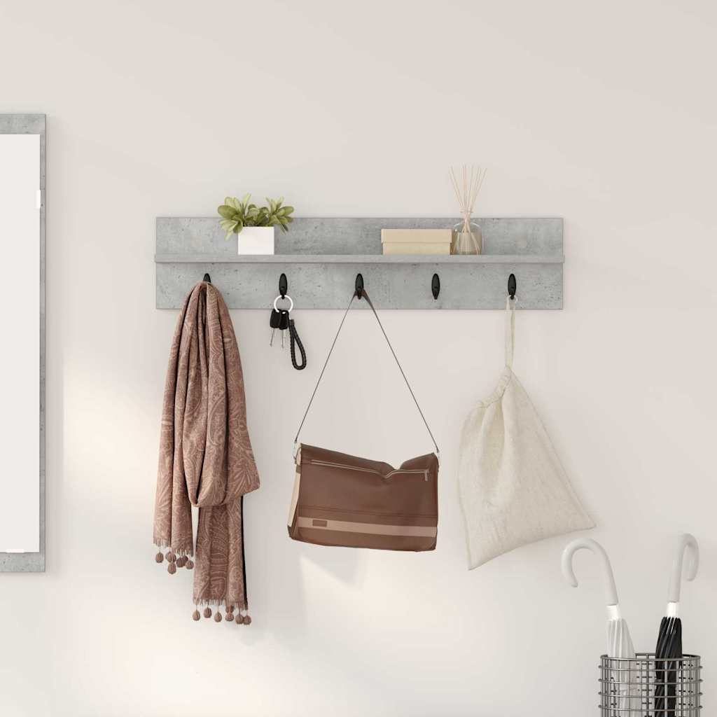 Porte-manteau mural avec étagère Gris béton 80 x 10.5 x 18 cm - XIOS