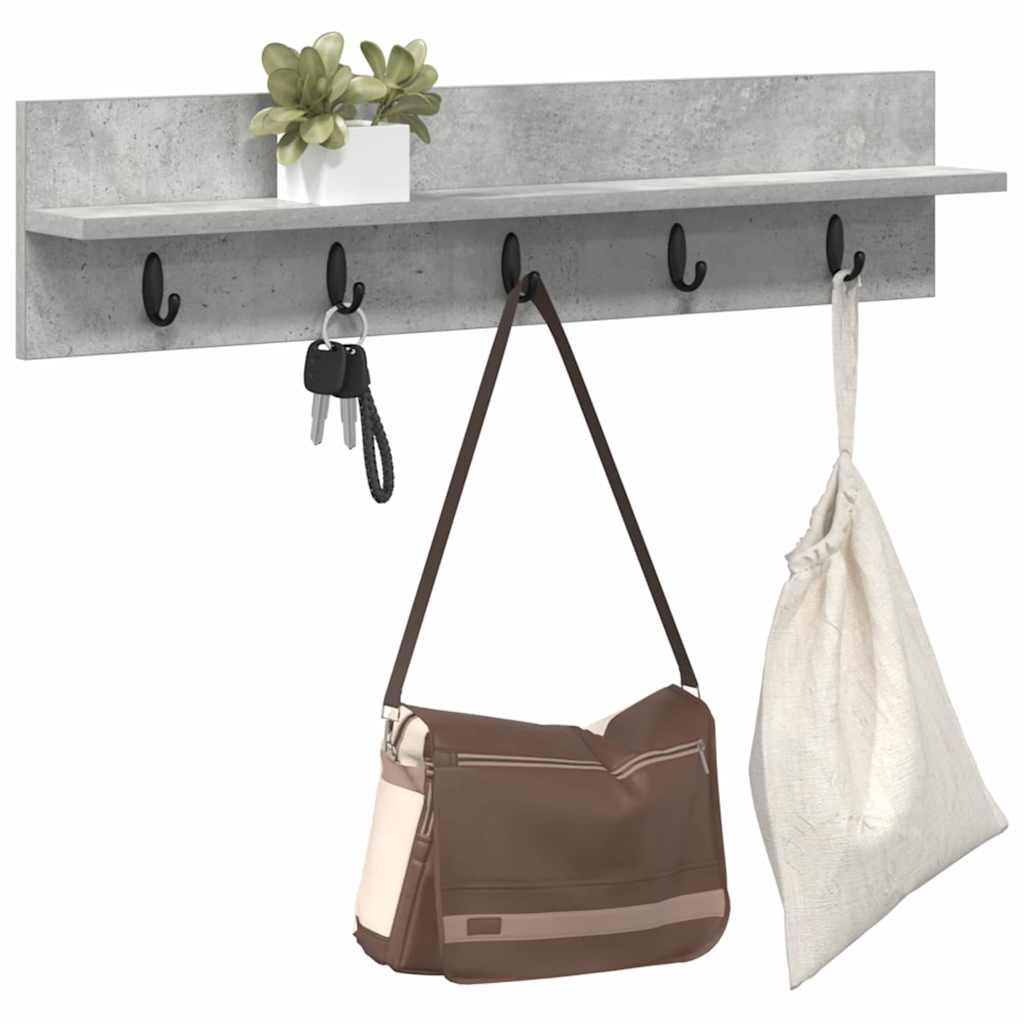 Porte-manteau mural avec étagère Gris béton 80 x 10.5 x 18 cm - XIOS