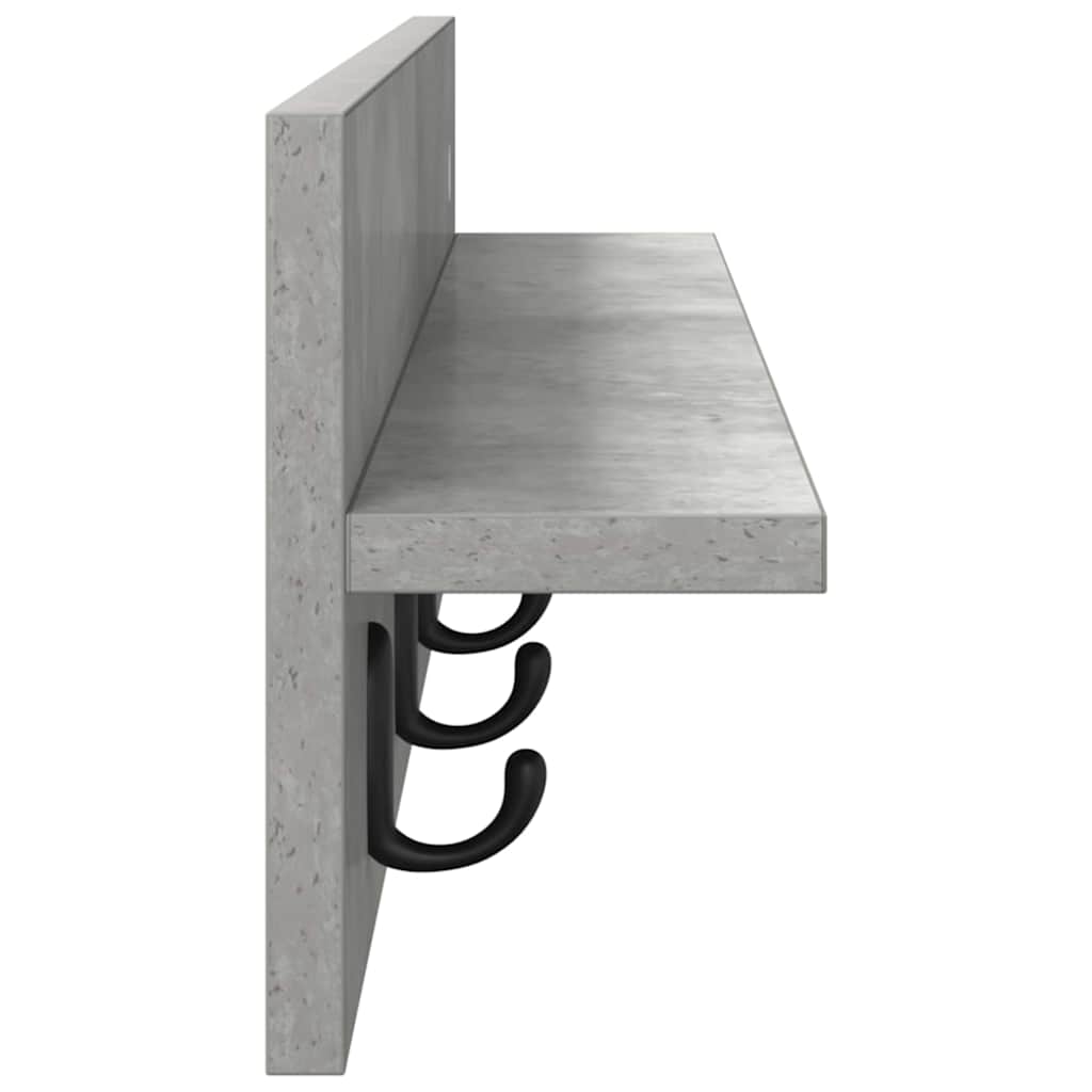 Porte-manteau mural avec étagère Gris béton 80 x 10.5 x 18 cm - XIOS