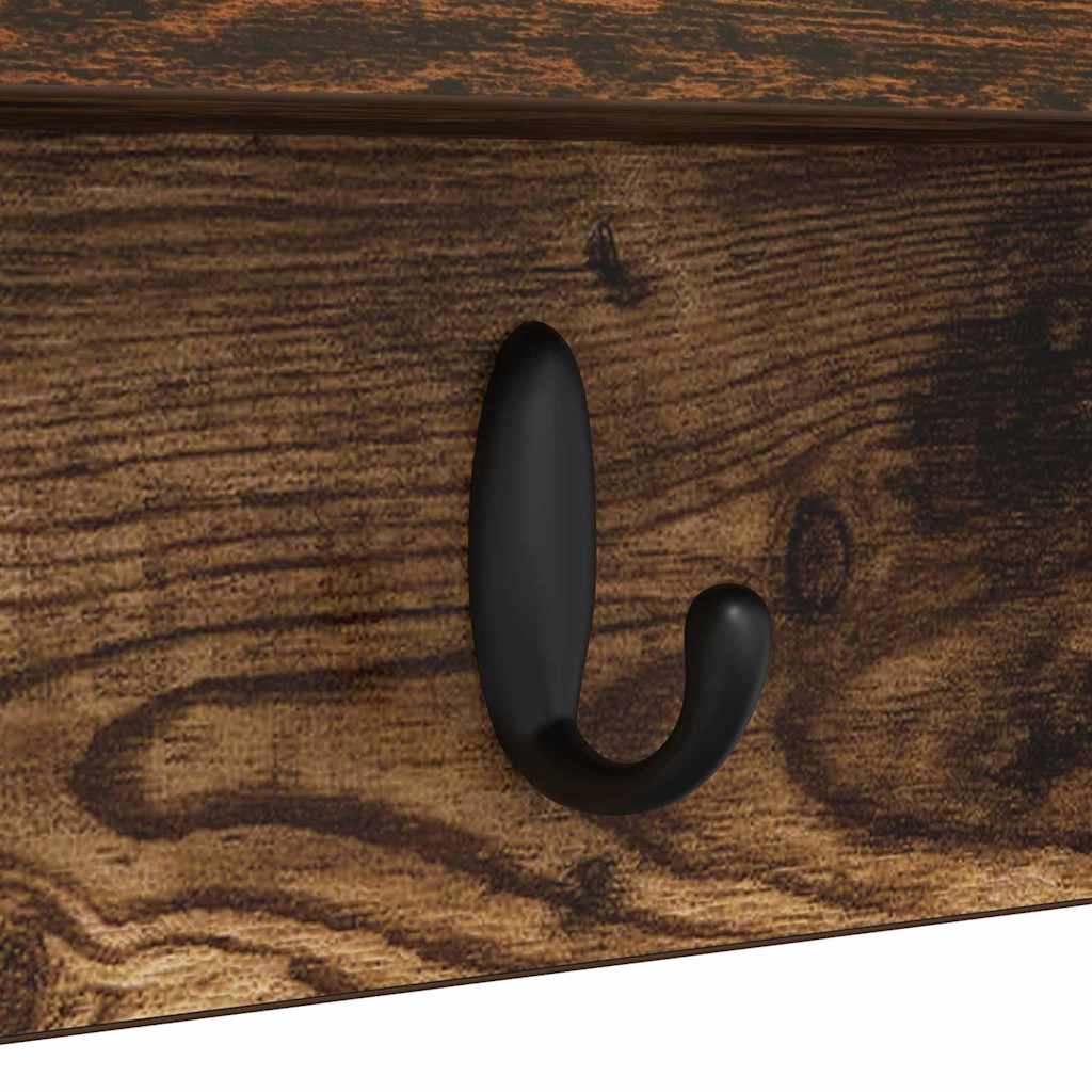 Porte-manteau mural avec étagère Chêne fumé 80 x 10.5 x 18 cm - XIOS
