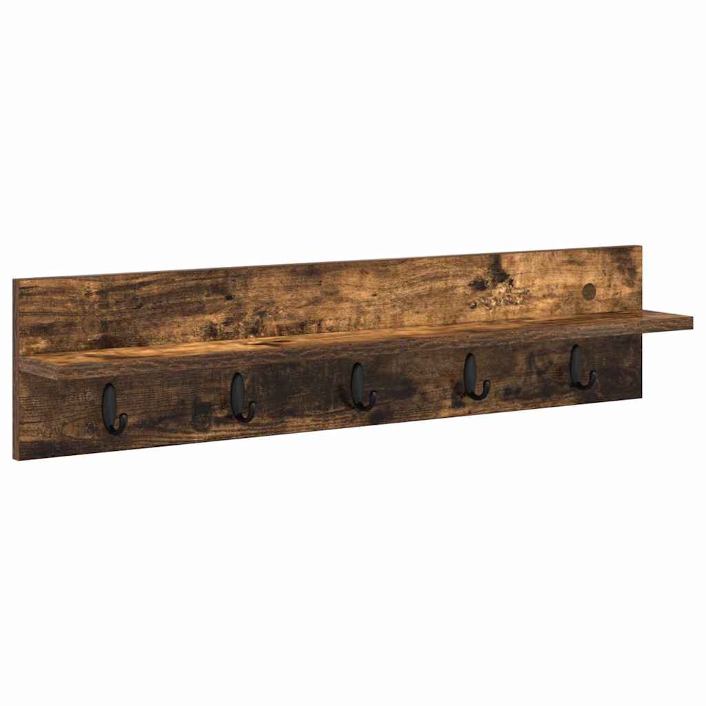 Porte-manteau mural avec étagère Chêne fumé 80 x 10.5 x 18 cm - XIOS
