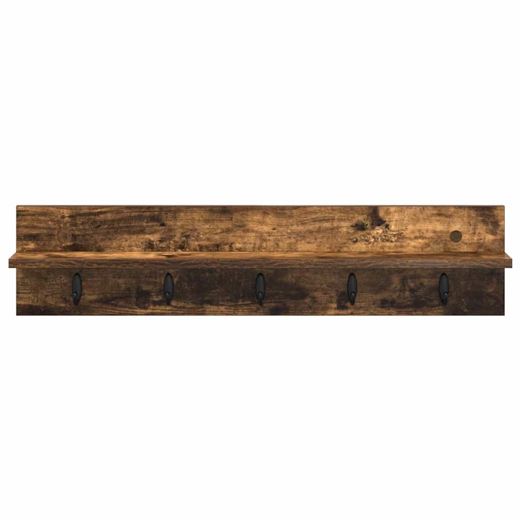 Porte-manteau mural avec étagère Chêne fumé 80 x 10.5 x 18 cm - XIOS