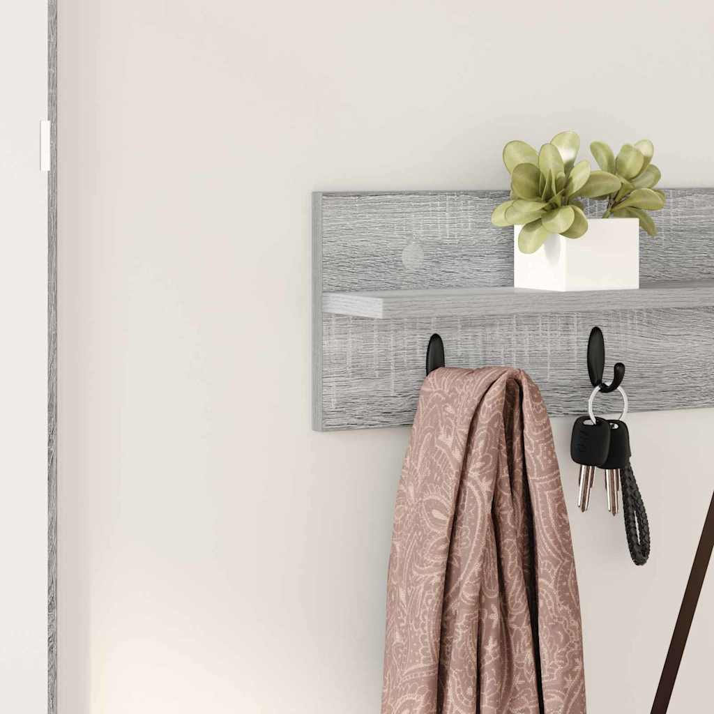 Porte-manteau mural avec étagère Sonoma gris 80 x 10.5 x 18 cm - XIOS