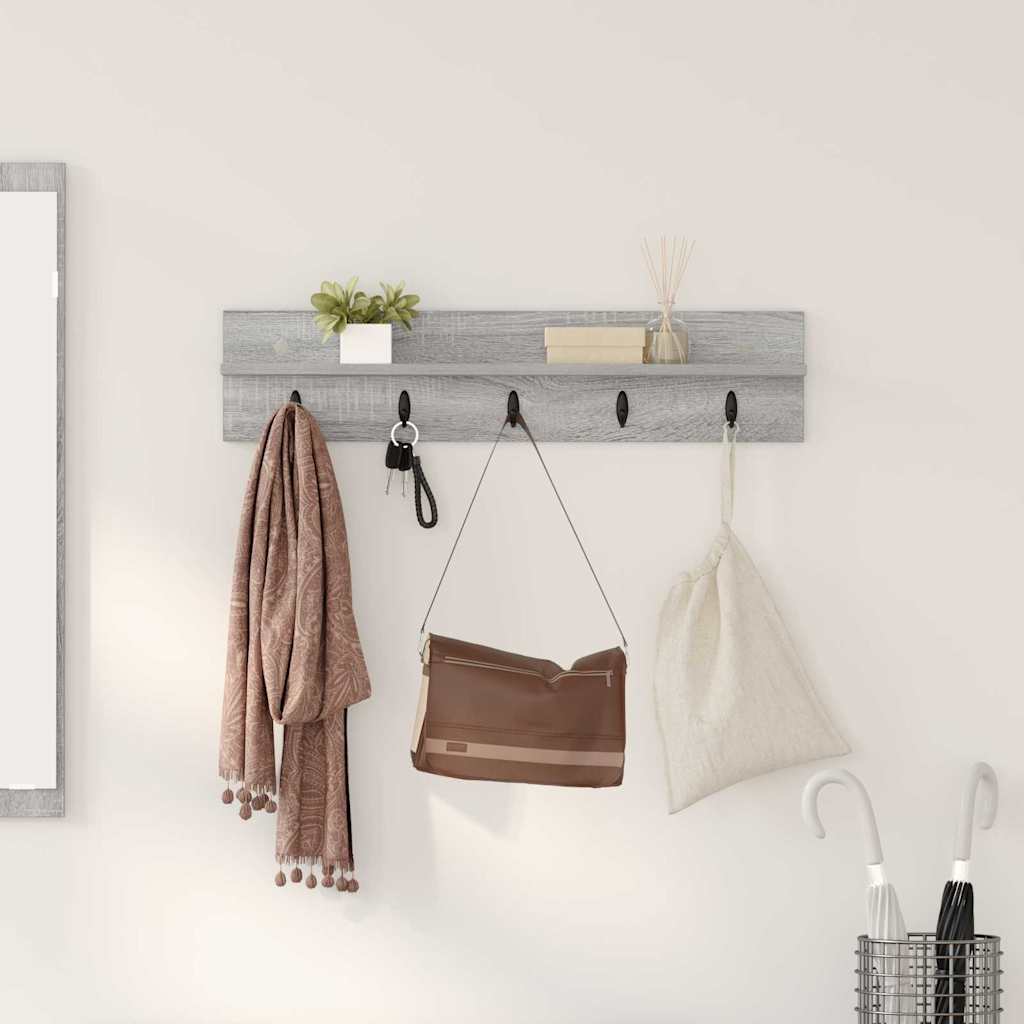 Porte-manteau mural avec étagère Sonoma gris 80 x 10.5 x 18 cm - XIOS