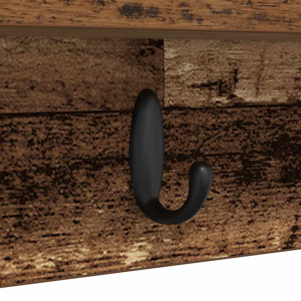 Porte-manteau mural avec étagère Bois ancien 80 x 10.5 x 18 cm - XIOS