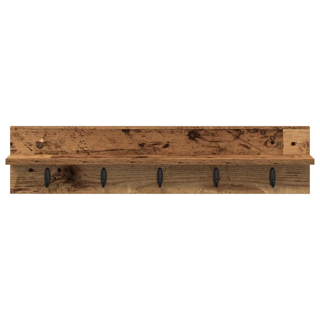 Porte-manteau mural avec étagère Bois ancien 80 x 10.5 x 18 cm - XIOS