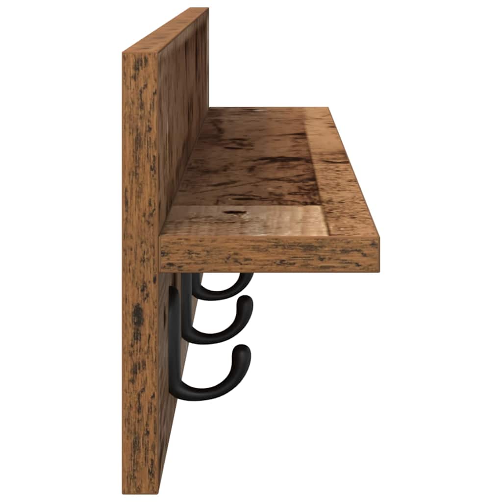 Porte-manteau mural avec étagère Bois ancien 80 x 10.5 x 18 cm - XIOS