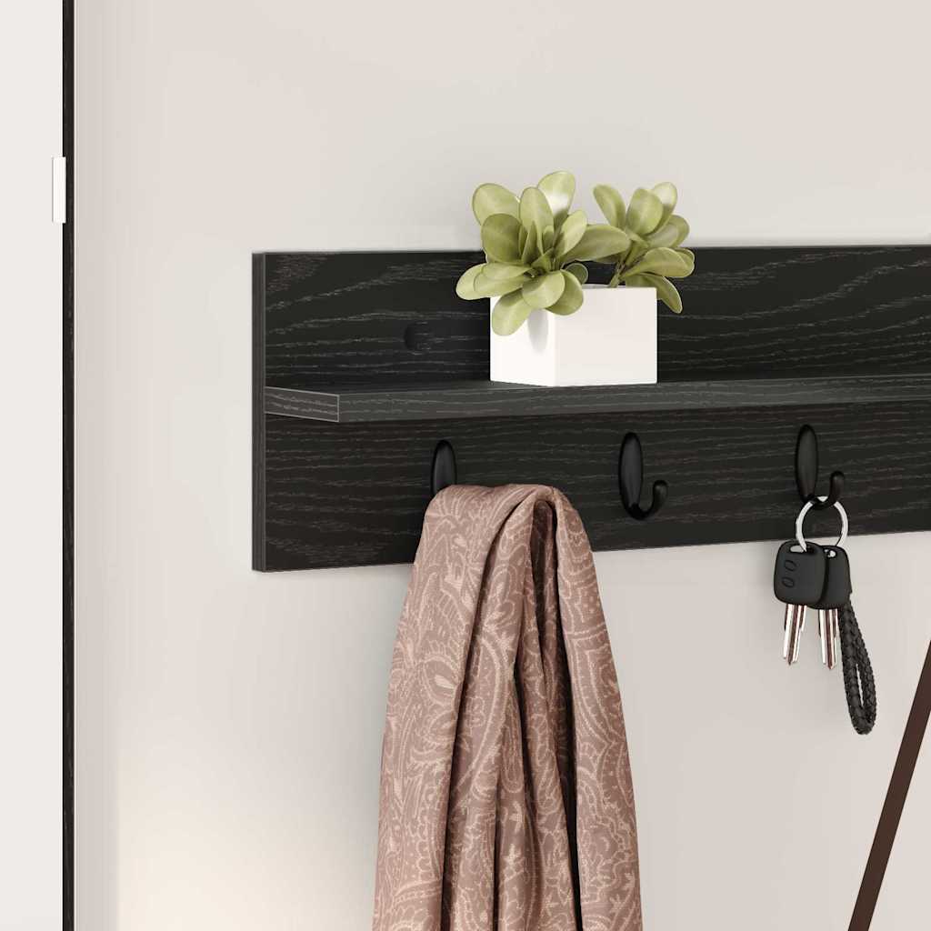 Porte-manteau mural avec étagère Chêne noir 100 x 10.5 x 18 cm - XIOS