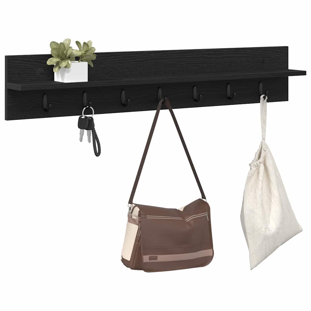 Porte-manteau mural avec étagère Chêne noir 100 x 10.5 x 18 cm - XIOS
