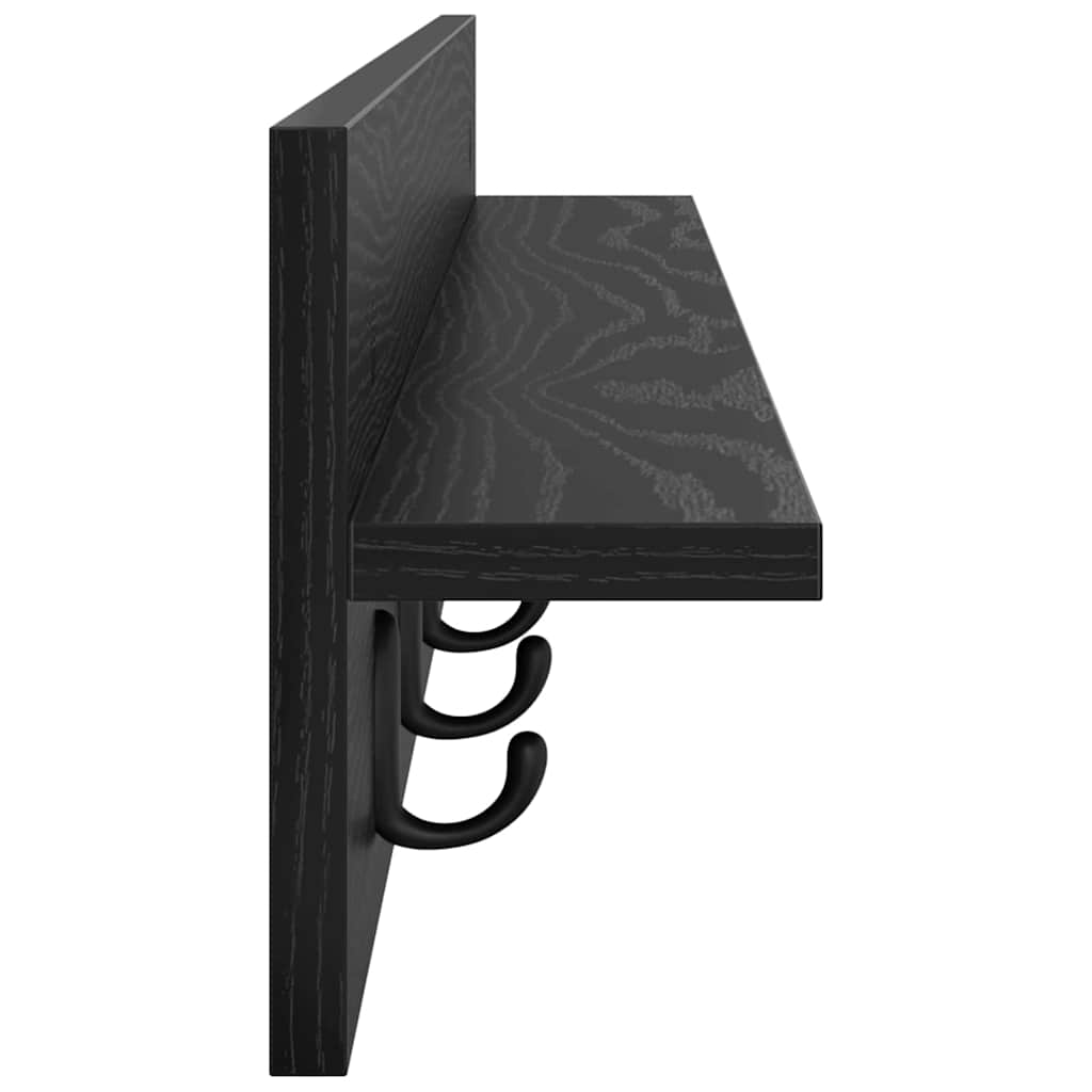 Porte-manteau mural avec étagère Chêne noir 100 x 10.5 x 18 cm - XIOS