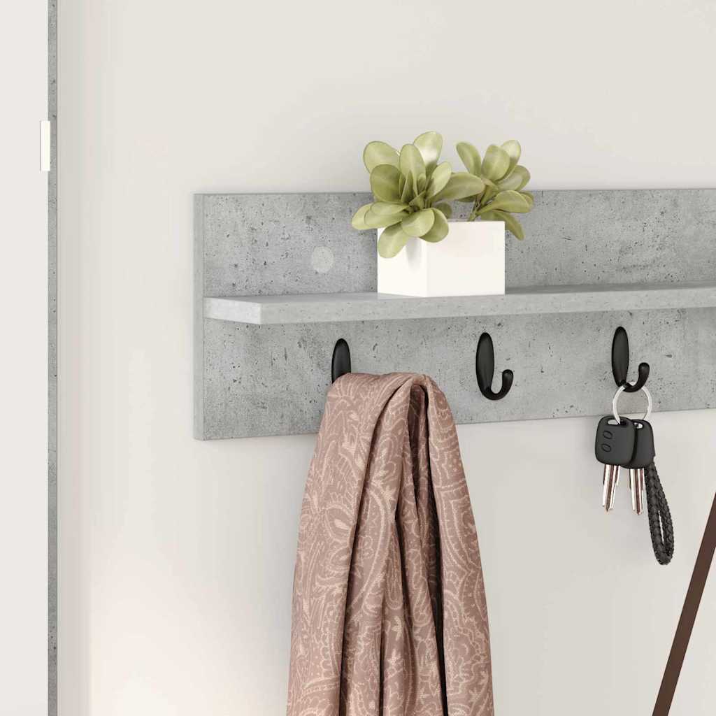 Porte-manteau mural avec étagère Gris béton 100 x 10.5 x 18 cm - XIOS