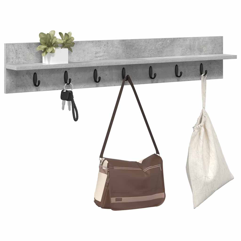 Porte-manteau mural avec étagère Gris béton 100 x 10.5 x 18 cm - XIOS