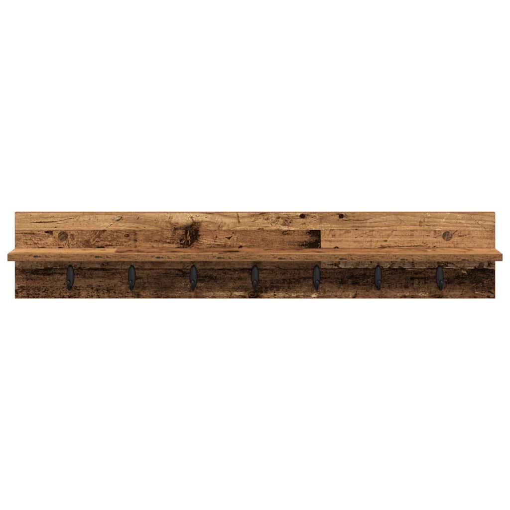 Porte-manteau mural avec étagère Bois ancien 100 x 10.5 x 18 cm - XIOS