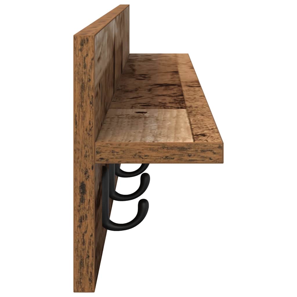 Porte-manteau mural avec étagère Bois ancien 100 x 10.5 x 18 cm - XIOS