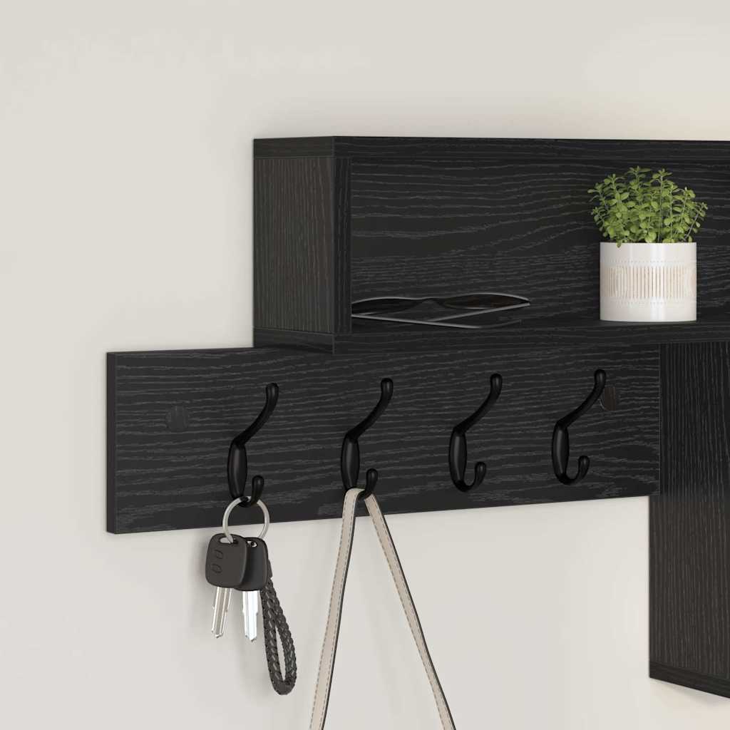 Porte-manteau mural avec étagère Chêne noir 100 x 12 x 43,5 cm - XIOS