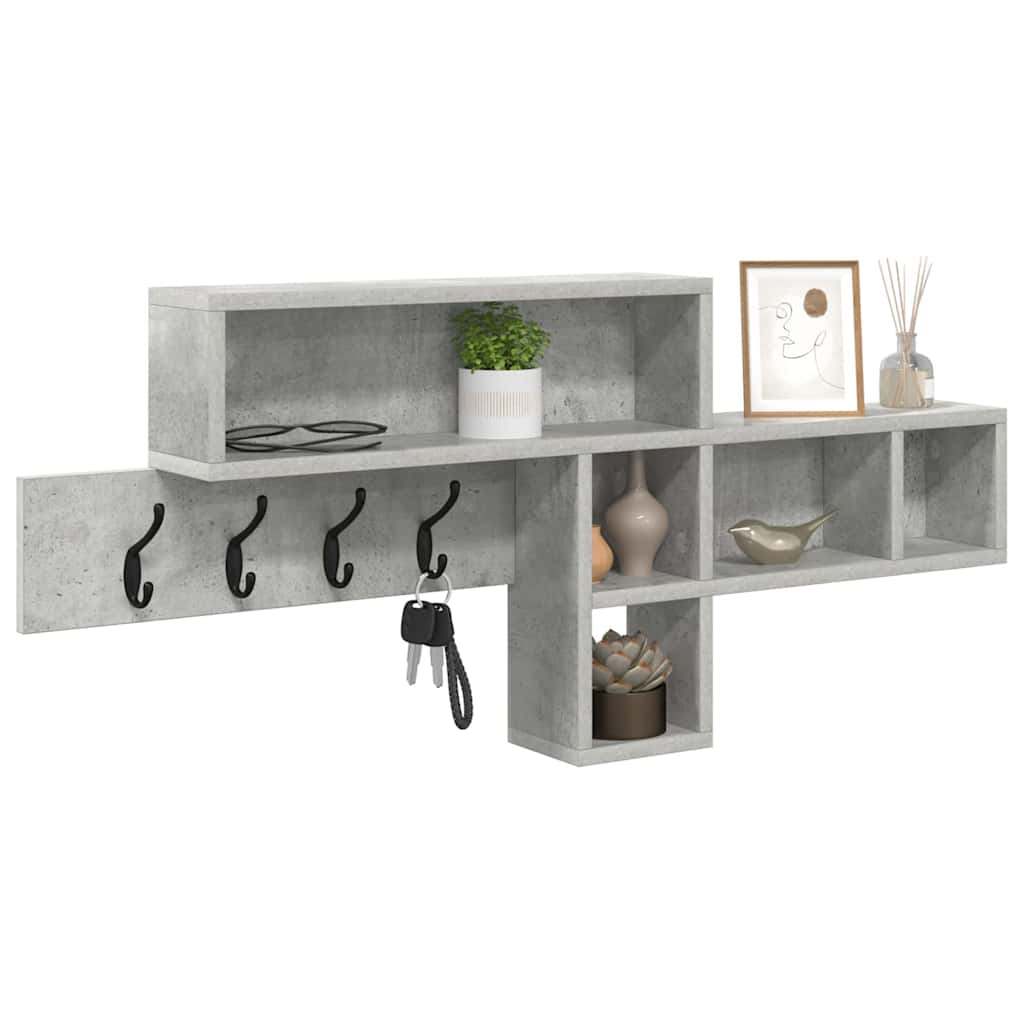 Porte-manteau mural avec étagère Gris béton 100 x 12 x 43,5 cm - XIOS