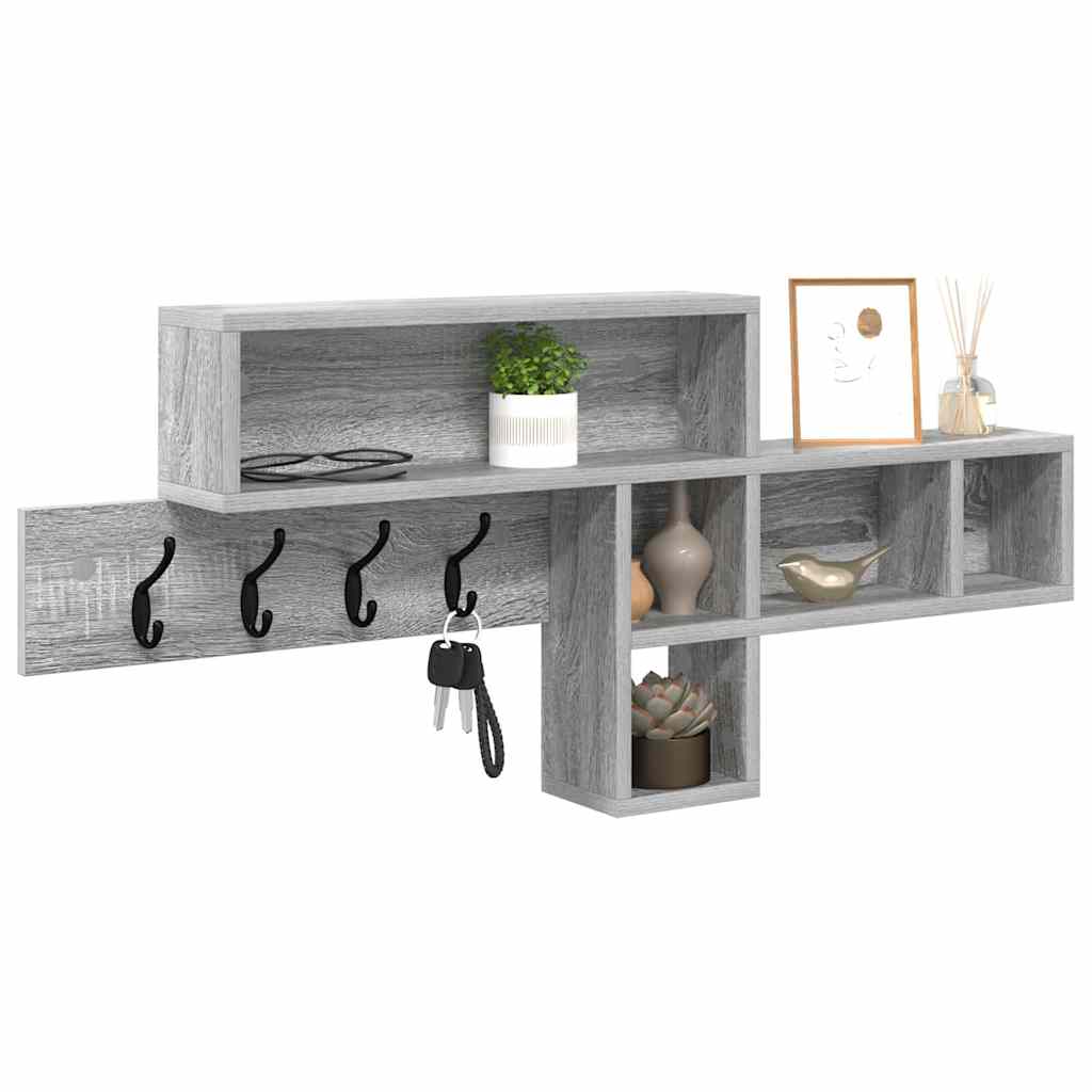 Porte-manteau mural avec étagère Sonoma gris 100 x 12 x 43,5 cm - XIOS