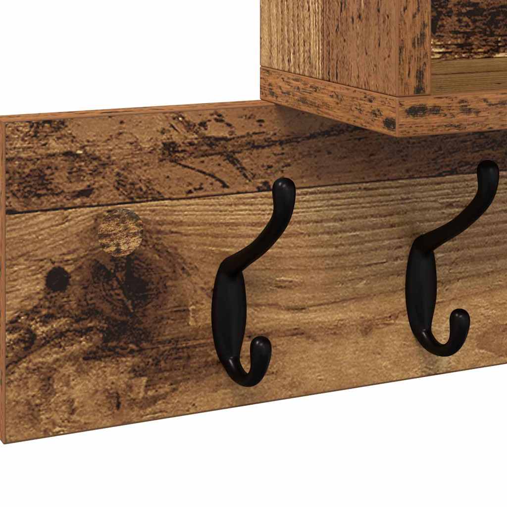 Porte-manteau mural avec étagère Bois ancien 100 x 12 x 43,5 cm - XIOS