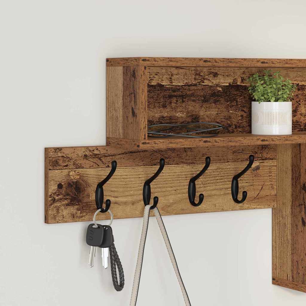 Porte-manteau mural avec étagère Bois ancien 100 x 12 x 43,5 cm - XIOS