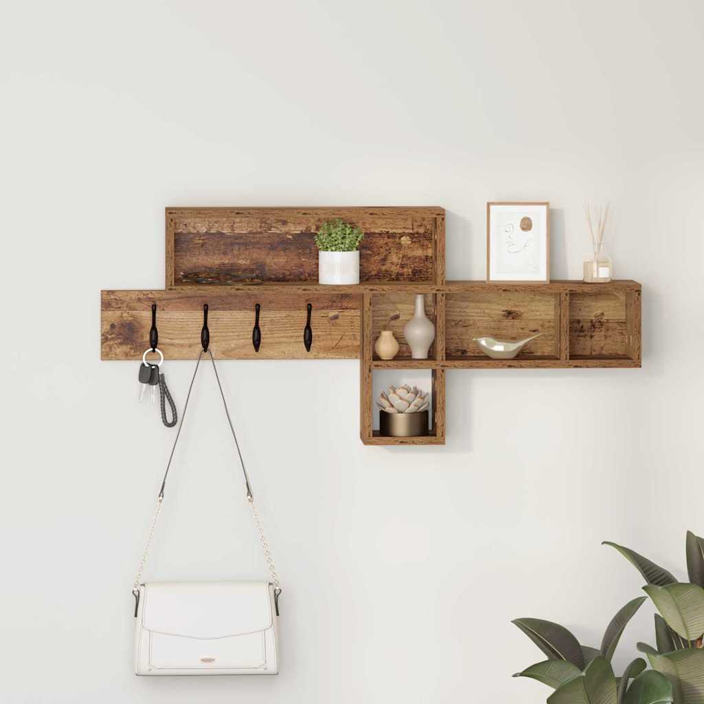 Porte-manteau mural avec étagère Bois ancien 100 x 12 x 43,5 cm - XIOS