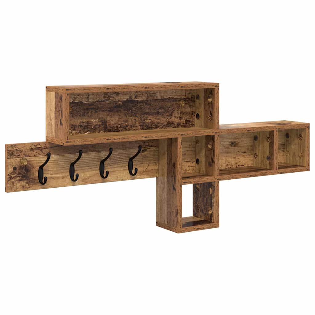 Porte-manteau mural avec étagère Bois ancien 100 x 12 x 43,5 cm - XIOS