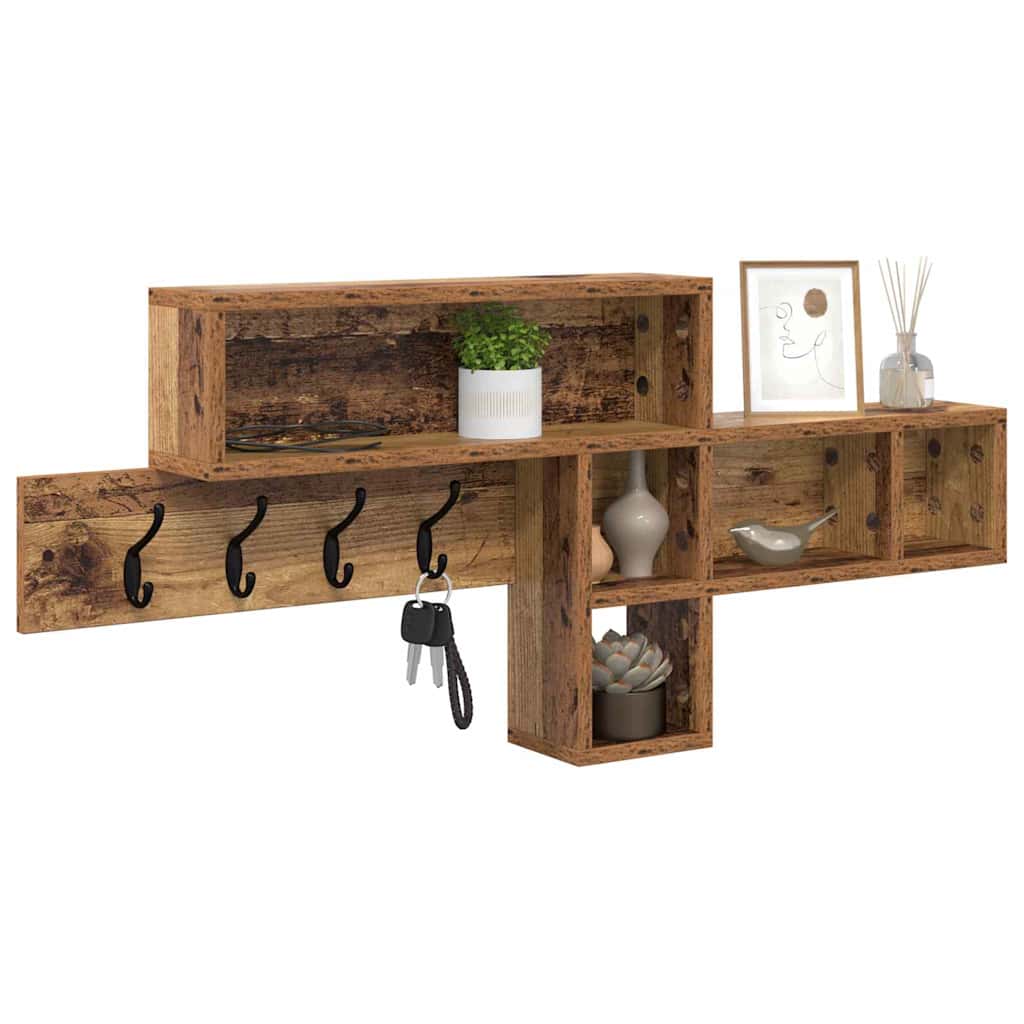 Porte-manteau mural avec étagère Bois ancien 100 x 12 x 43,5 cm - XIOS