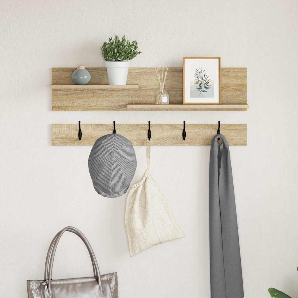Porte-manteau mural avec étagère Chêne sonoma 90 x 15 x 36 cm - XIOS