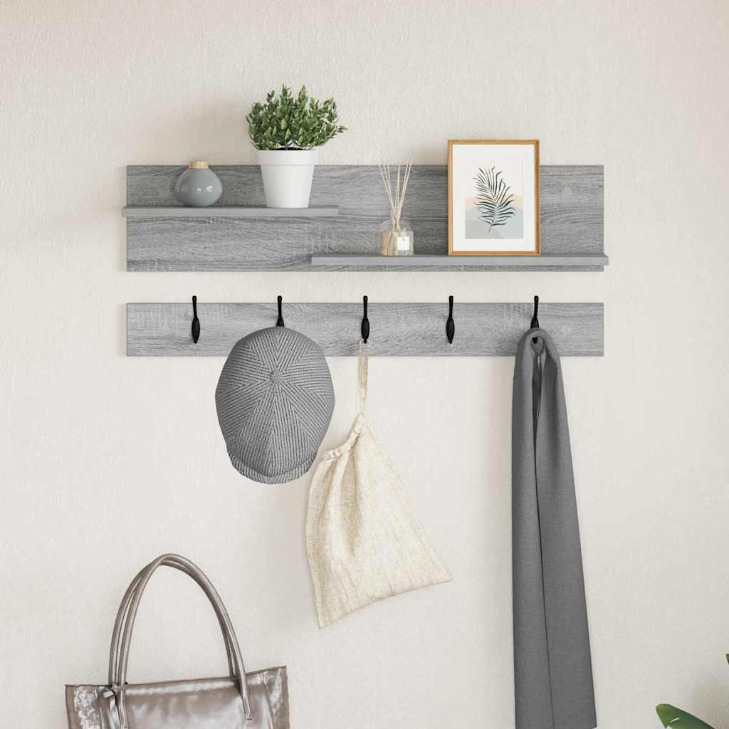 Porte-manteau mural avec étagère Sonoma gris 90 x 15 x 36 cm - XIOS