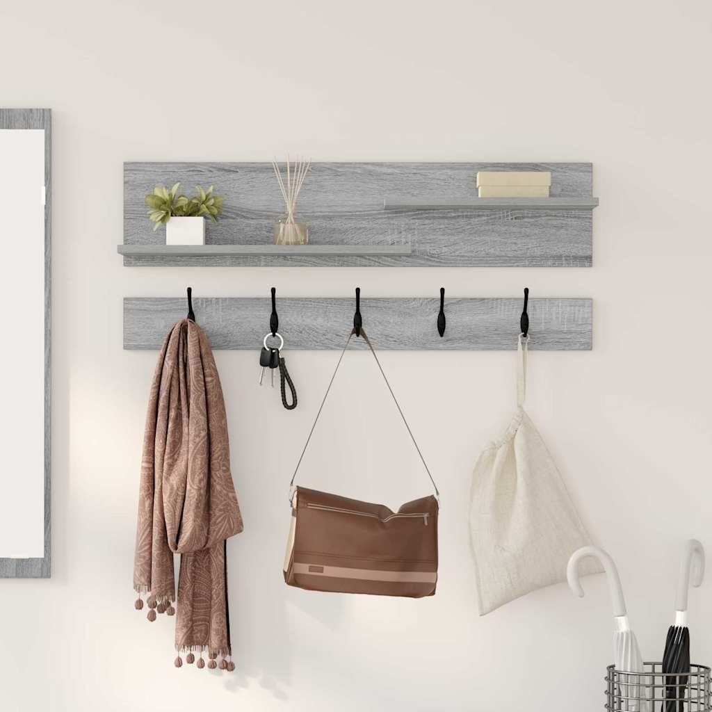 Porte-manteau mural avec étagère Sonoma gris 90 x 15 x 36 cm - XIOS