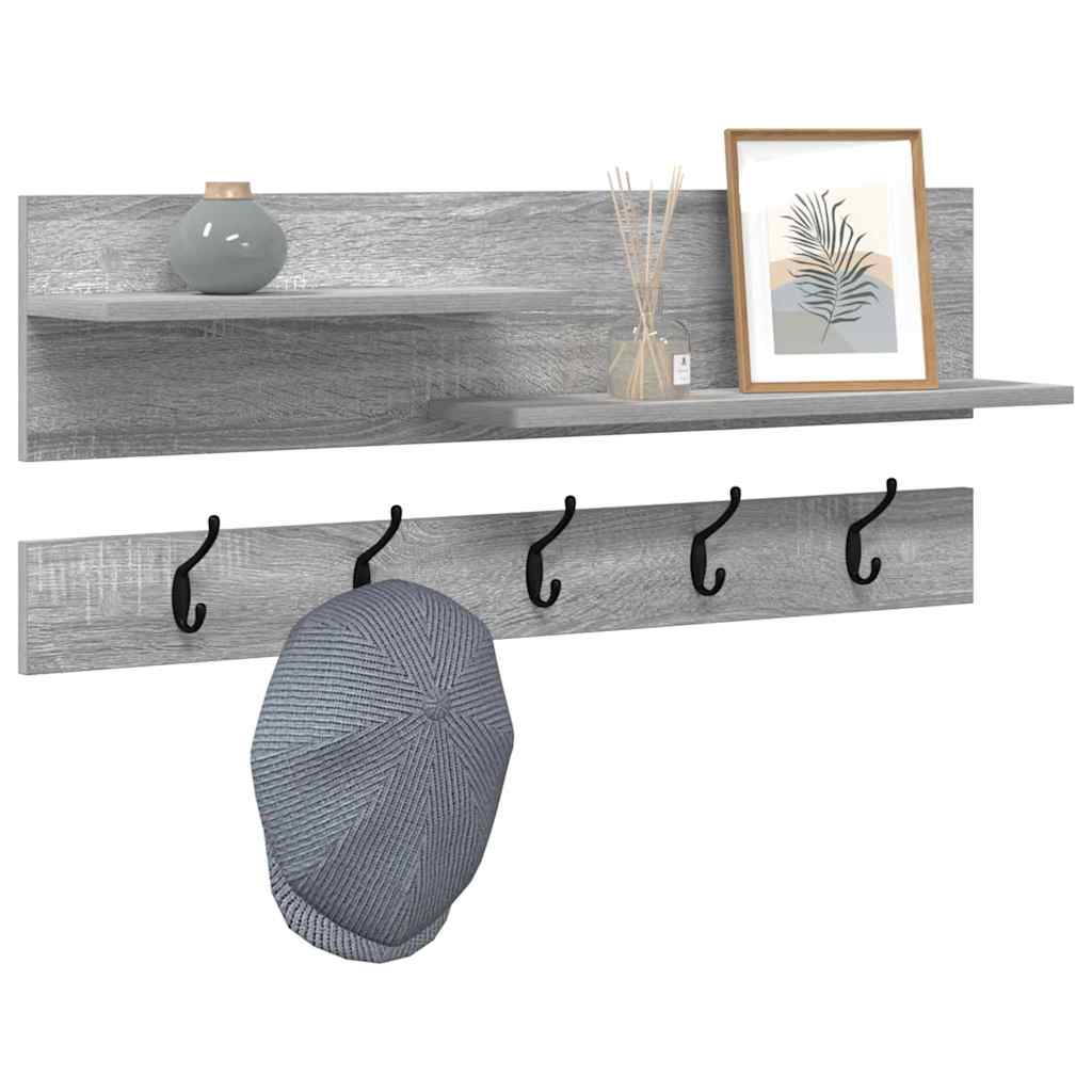 Porte-manteau mural avec étagère Sonoma gris 90 x 15 x 36 cm - XIOS