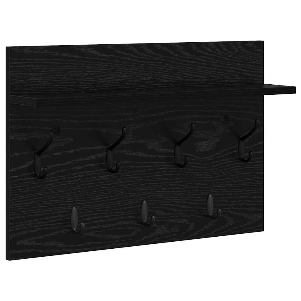 Porte-manteau mural avec étagère Chêne noir 60 x 40 x 12 cm - XIOS